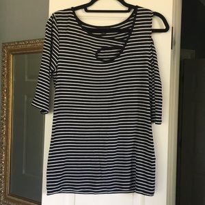 Asymmetrical striped knit top